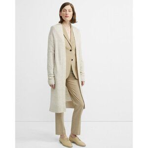 Theory Linen-Cashmere Open Cardigan in Cream Tan Size Large Duster